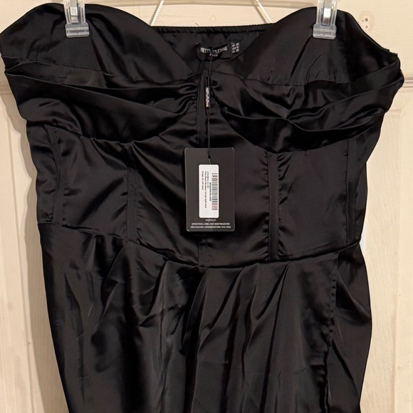 PLUS BLACK BANDEAU CORSET SPLIT MIDI DRESS - Picture 5 of 7